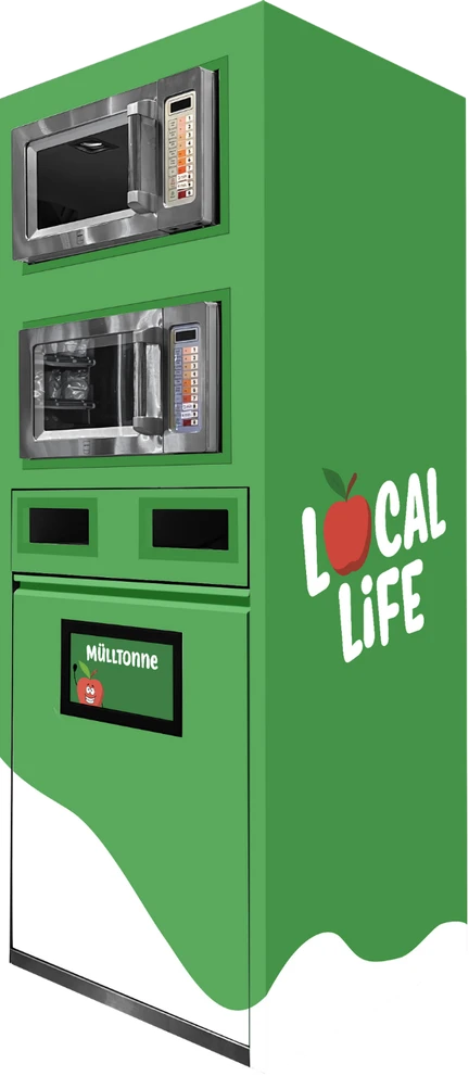 Hot Hub von Local Life mit zwei Mikrowellen und Mülltonne