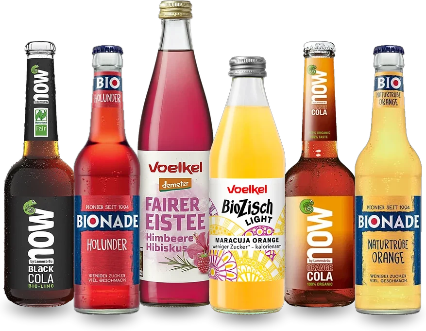Bio Limonaden von now und Eistee von Voelkel